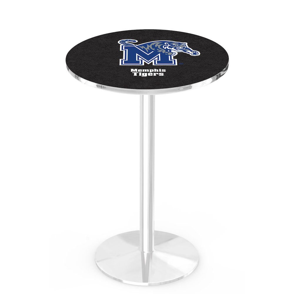 L214 University of Memphis 36" Tall - 36" Top Pub Table with Chrome Finish. Picture 1