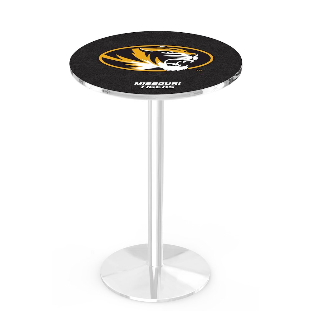 L214 University of Missouri 36' Tall - 36' Top Pub Table w/ Chrome Finish. Picture 1