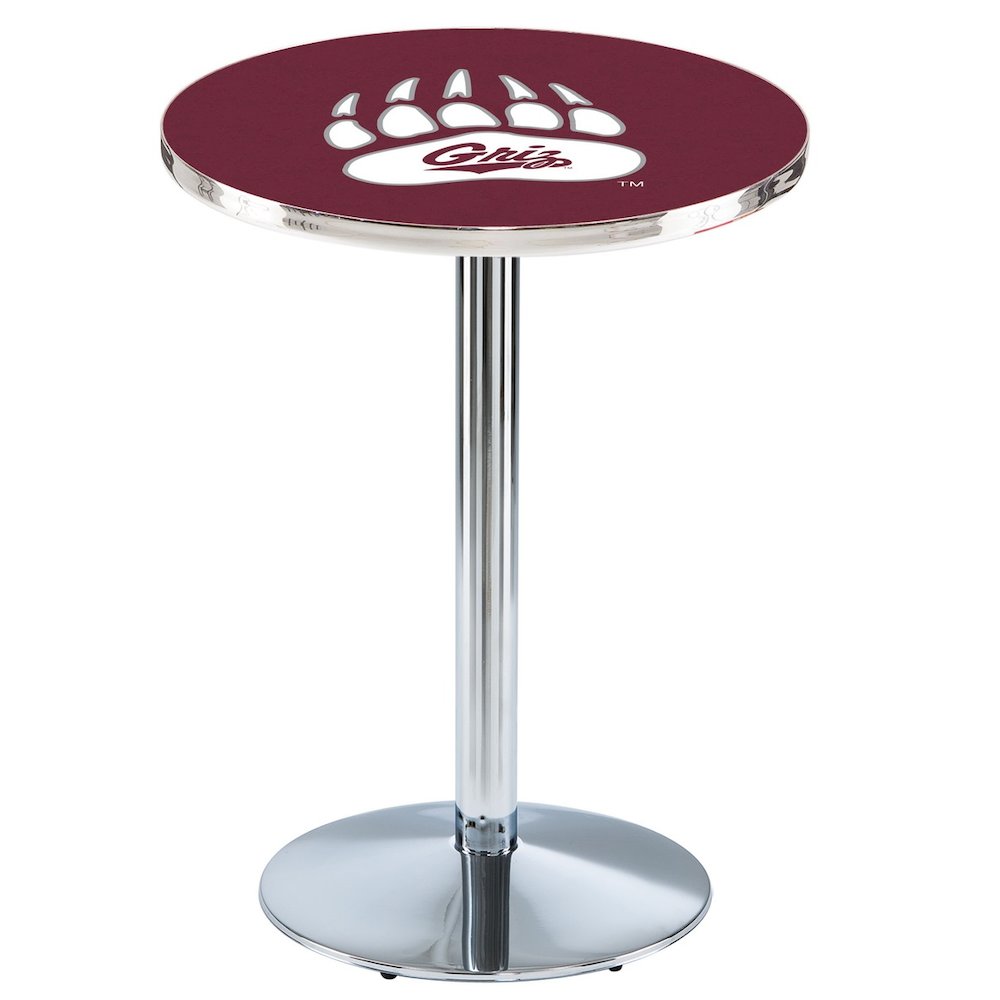 L214 University of Montana 36' Tall - 36' Top Pub Table w/ Chrome Finish. Picture 1
