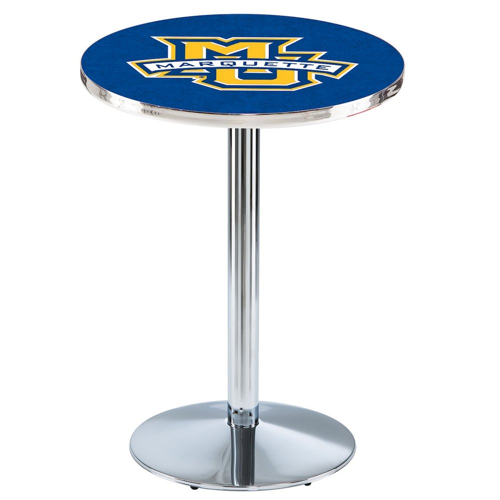 L214 Marquette University 36' Tall - 36' Top Pub Table w/ Chrome Finish. Picture 1