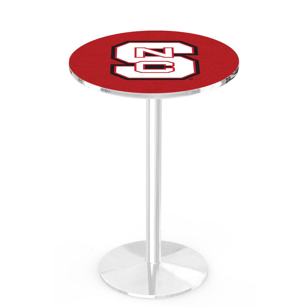 L214 North Carolina State University 36" Tall - 36" Top Pub Table with Chrome Finish. Picture 1
