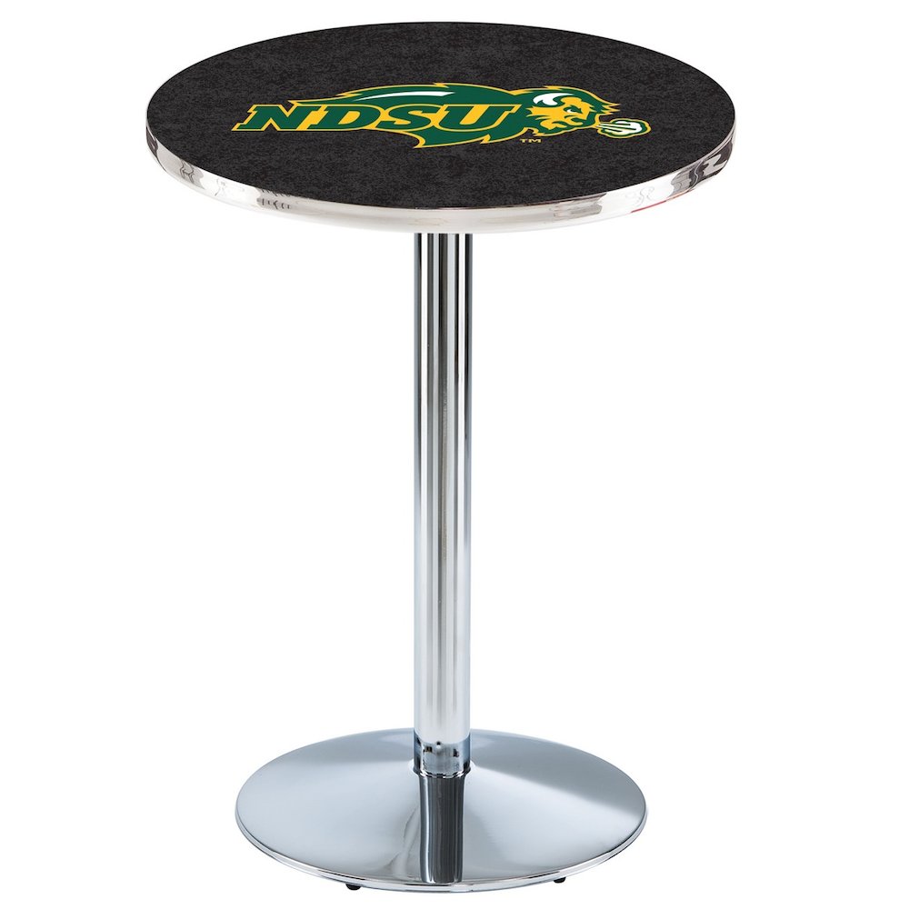 L214 North Dakota State University 36' Tall - 36' Top Pub Table w/ Chrome Finish. Picture 1