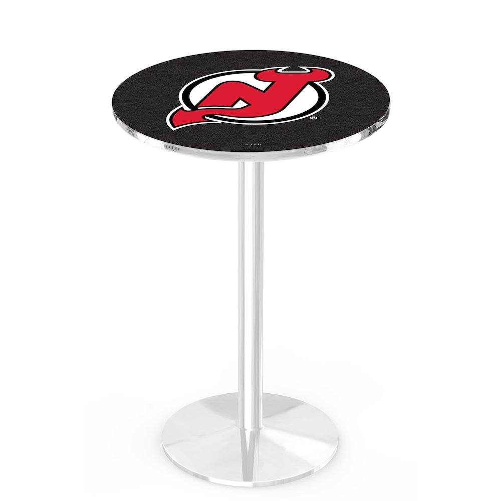L214 New Jersey Devils 36" Tall - 36" Top Pub Table with Chrome Finish (9256). Picture 1