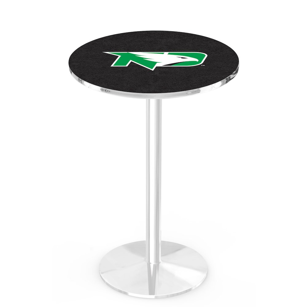 L214 University of North Dakota 36' Tall - 36' Top Pub Table w/ Chrome Finish. Picture 1