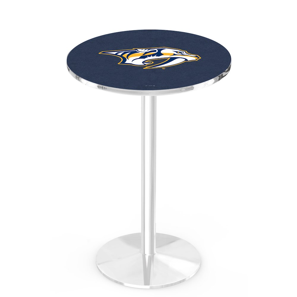 L214 Nashville Predators 36' Tall - 36' Top Pub Table w/ Chrome Finish (9317). Picture 1