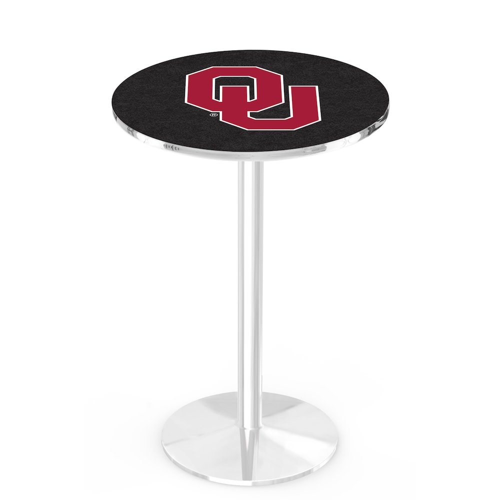 L214 Oklahoma University 36' Tall - 36' Top Pub Table w/ Chrome Finish. Picture 1