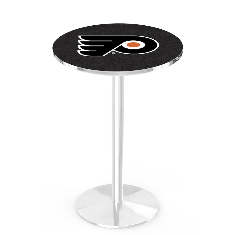 L214 Philadelphia Flyers (Orange Background) 36' Tall - 36' Top Pub Table w/ Chrome Finish (9423). Picture 1