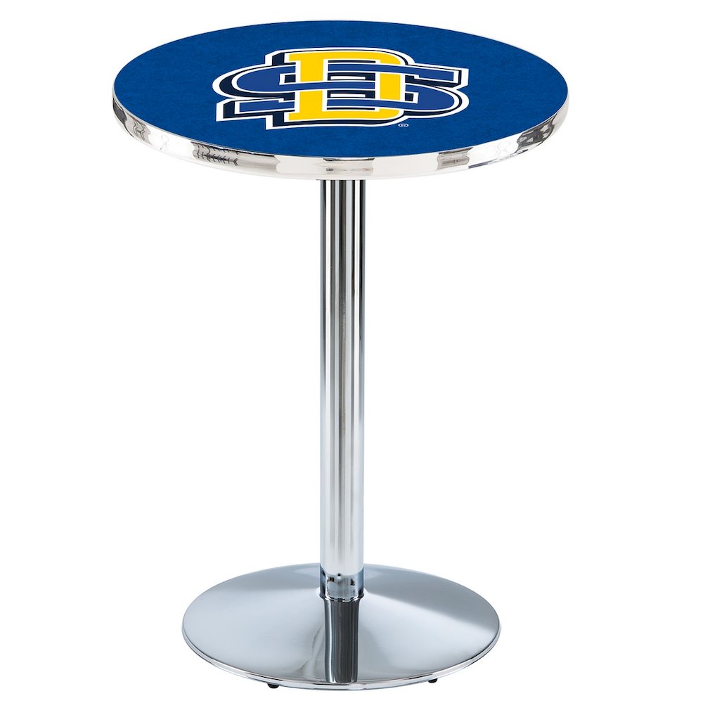 L214 South Dakota State University 36" Tall - 36" Top Pub Table with Chrome Finish. Picture 1