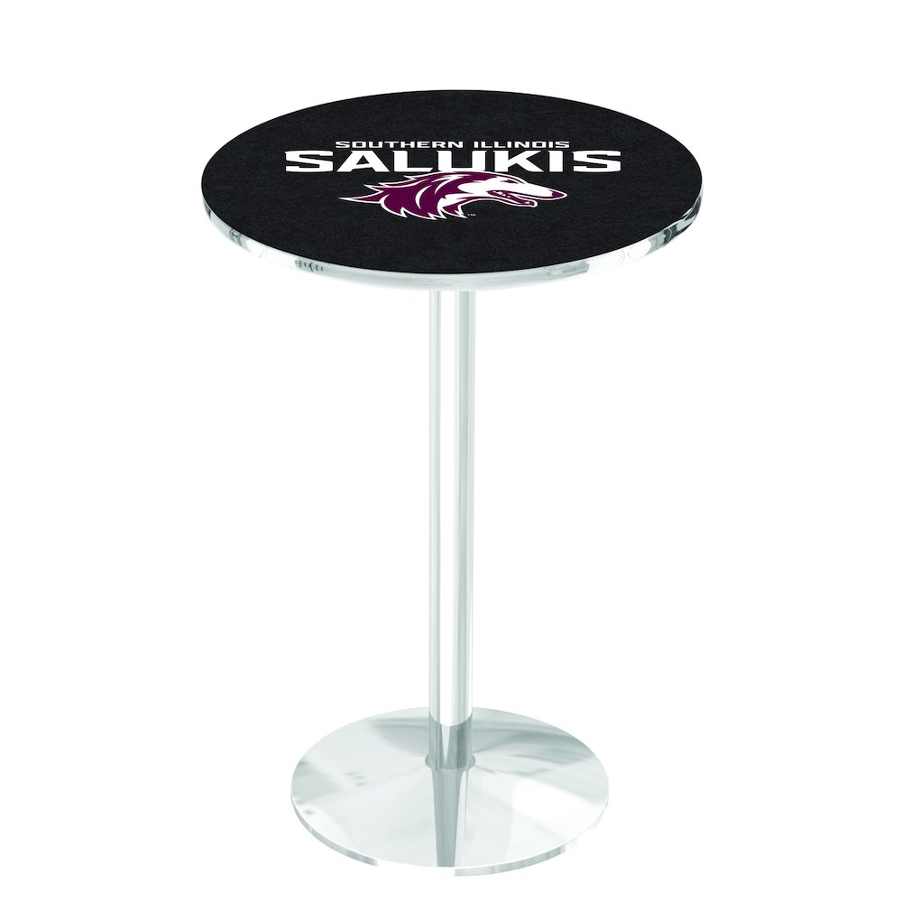 L214 Southern Illinois University 36" Tall - 36" Top Pub Table with Chrome Finish. Picture 1