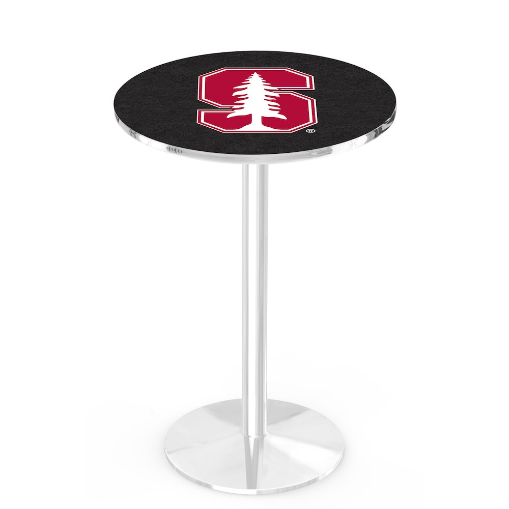 L214 Stanford University 36" Tall - 36" Top Pub Table with Chrome Finish. Picture 1