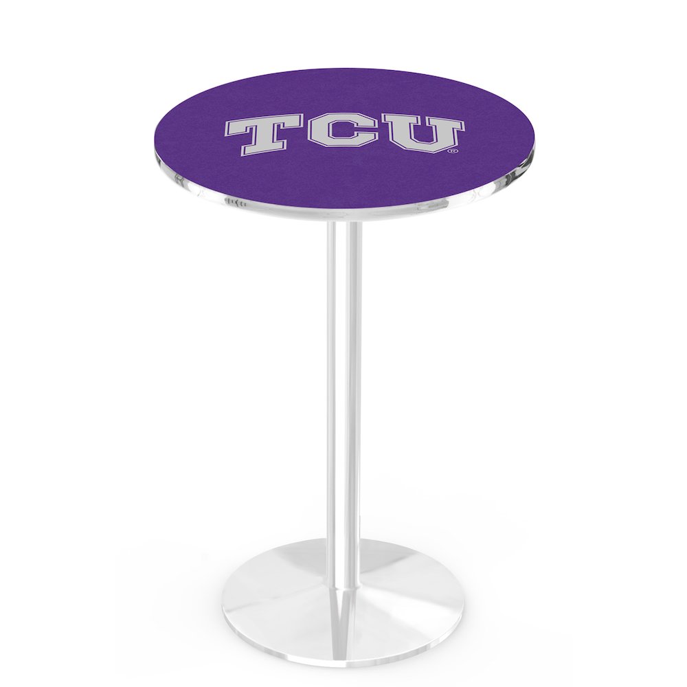 L214 Texas Christian University 36" Tall - 36" Top Pub Table with Chrome Finish. Picture 1