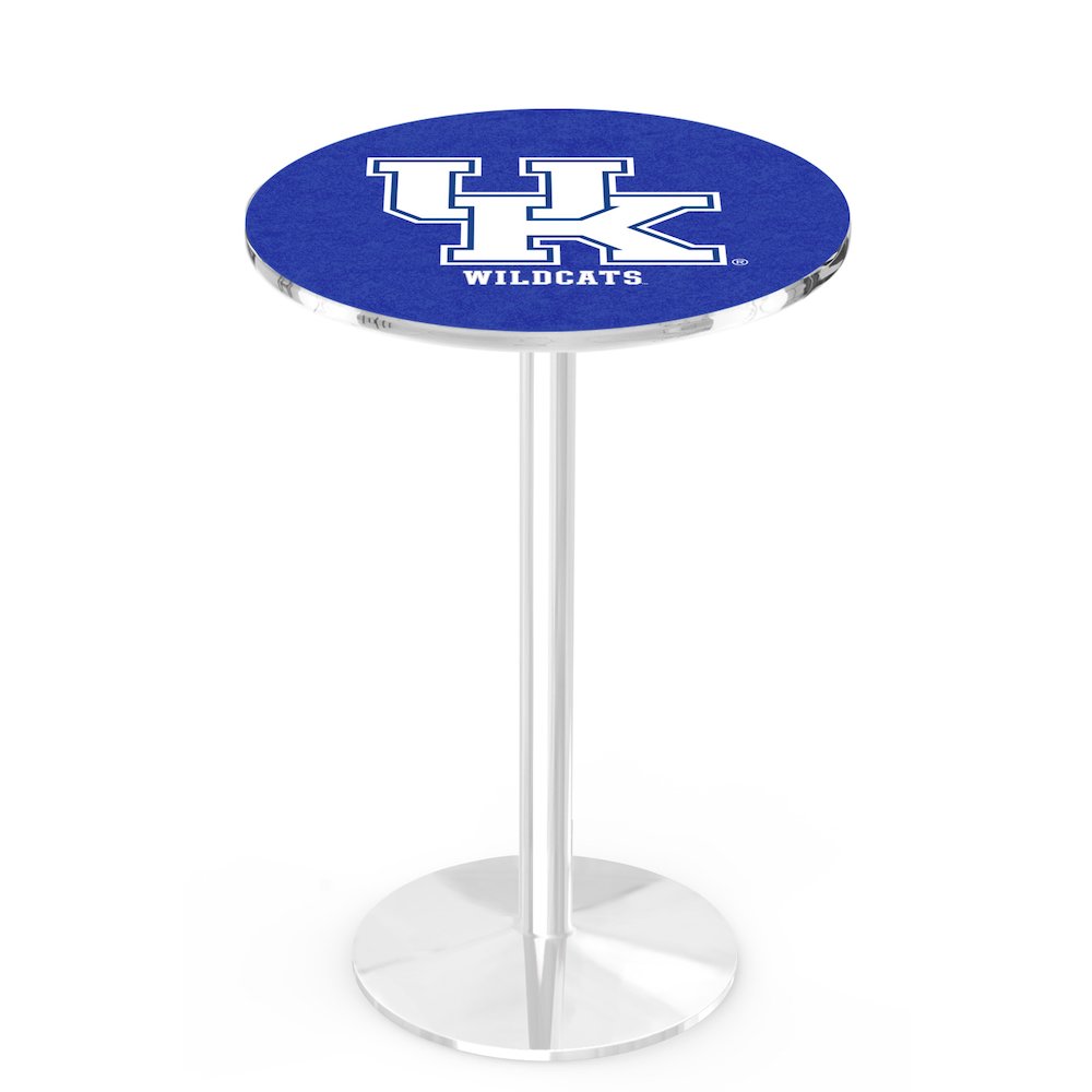 L214 University of Kentucky (UK)  36' Tall - 36' Top Pub Table w/ Chrome Finish. Picture 1