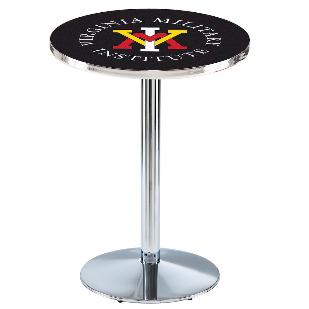 L214 Virginia Military Institute 36' Tall - 36' Top Pub Table w/ Chrome Finish. Picture 1
