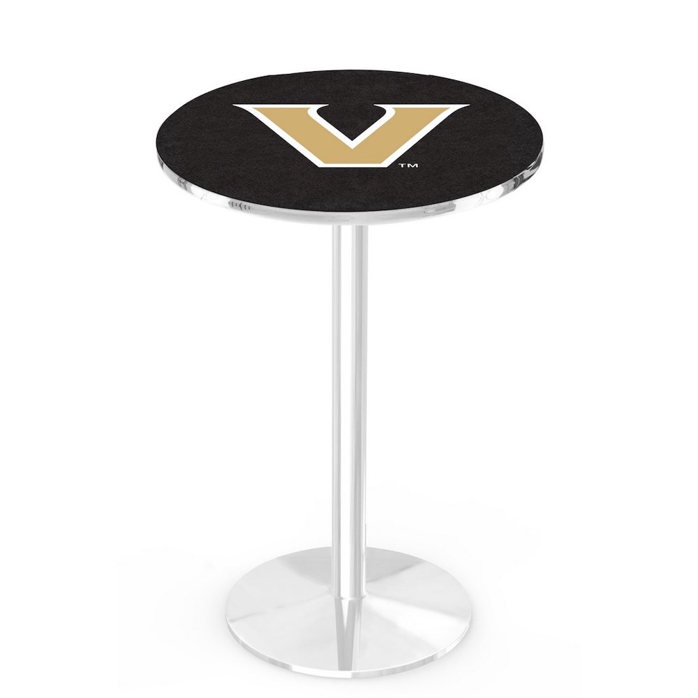 L214 Vanderbilt University 36" Tall - 36" Top Pub Table with Chrome Finish. Picture 1