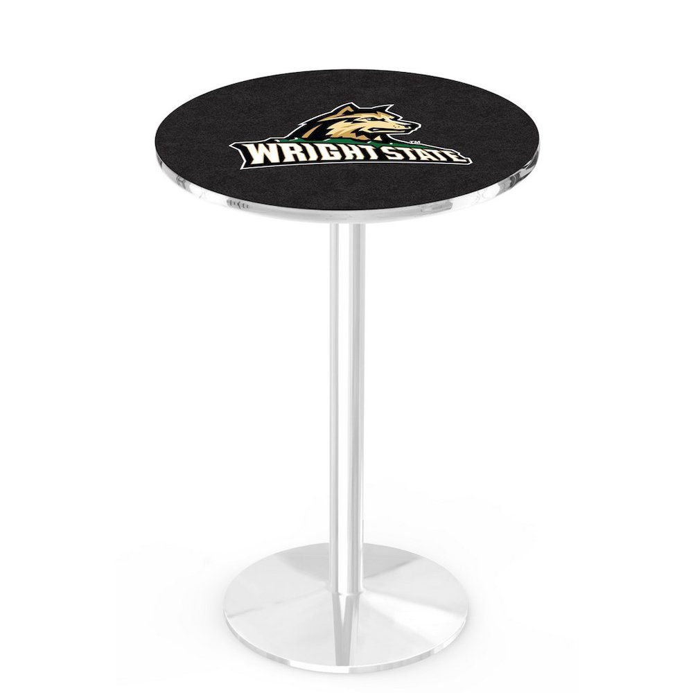 L214 Wright State University 36" Tall - 36" Top Pub Table with Chrome Finish. Picture 1