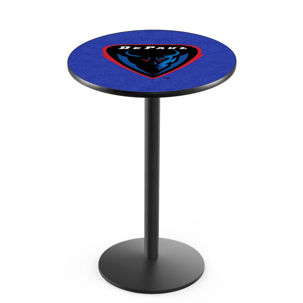 L214 DePaul University 36' Tall - 36' Top Pub Table w/ Black Wrinkle Finish. Picture 1