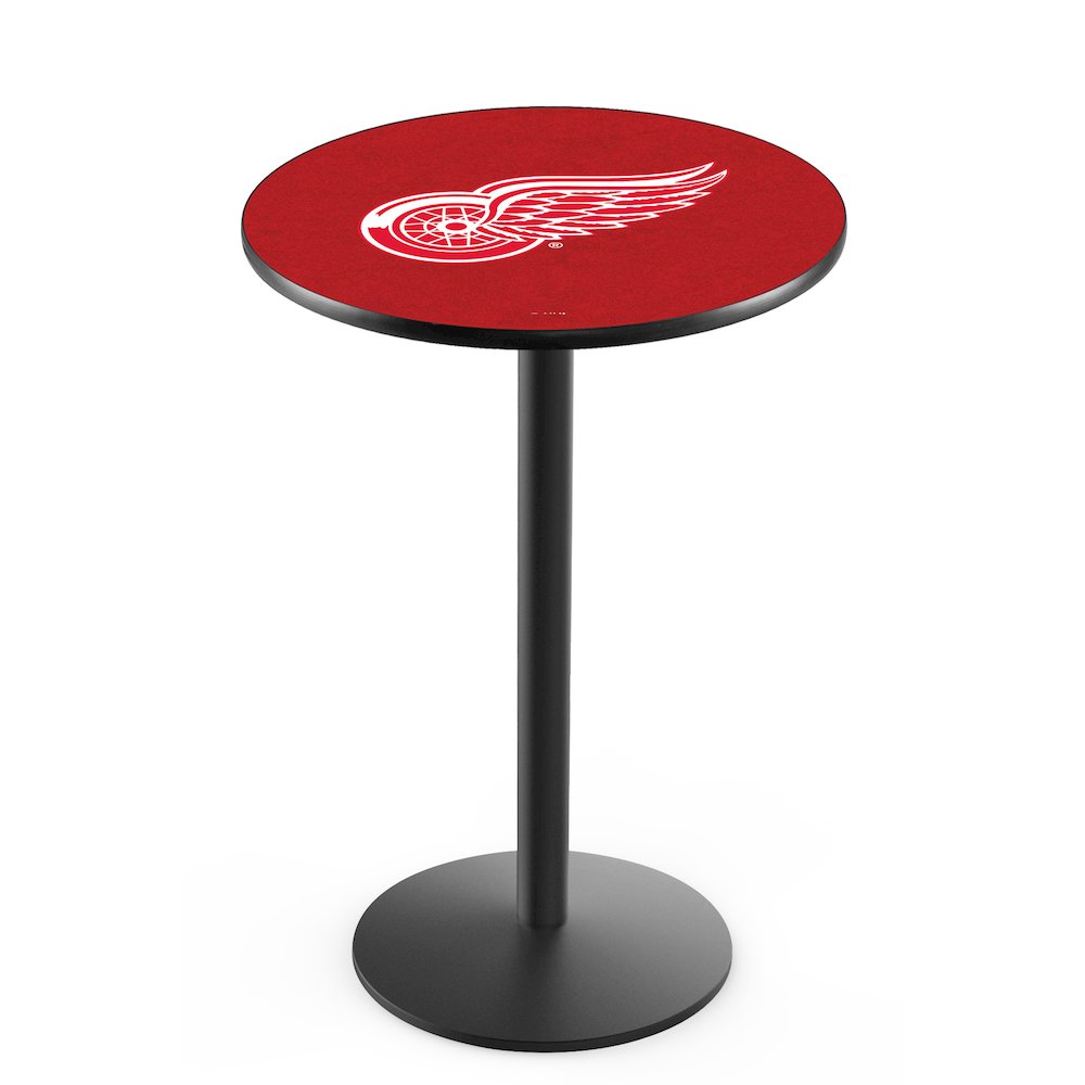 L214 Detroit Red Wings 36' Tall - 36' Top Pub Table w/ Black Wrinkle Finish (6781). Picture 1