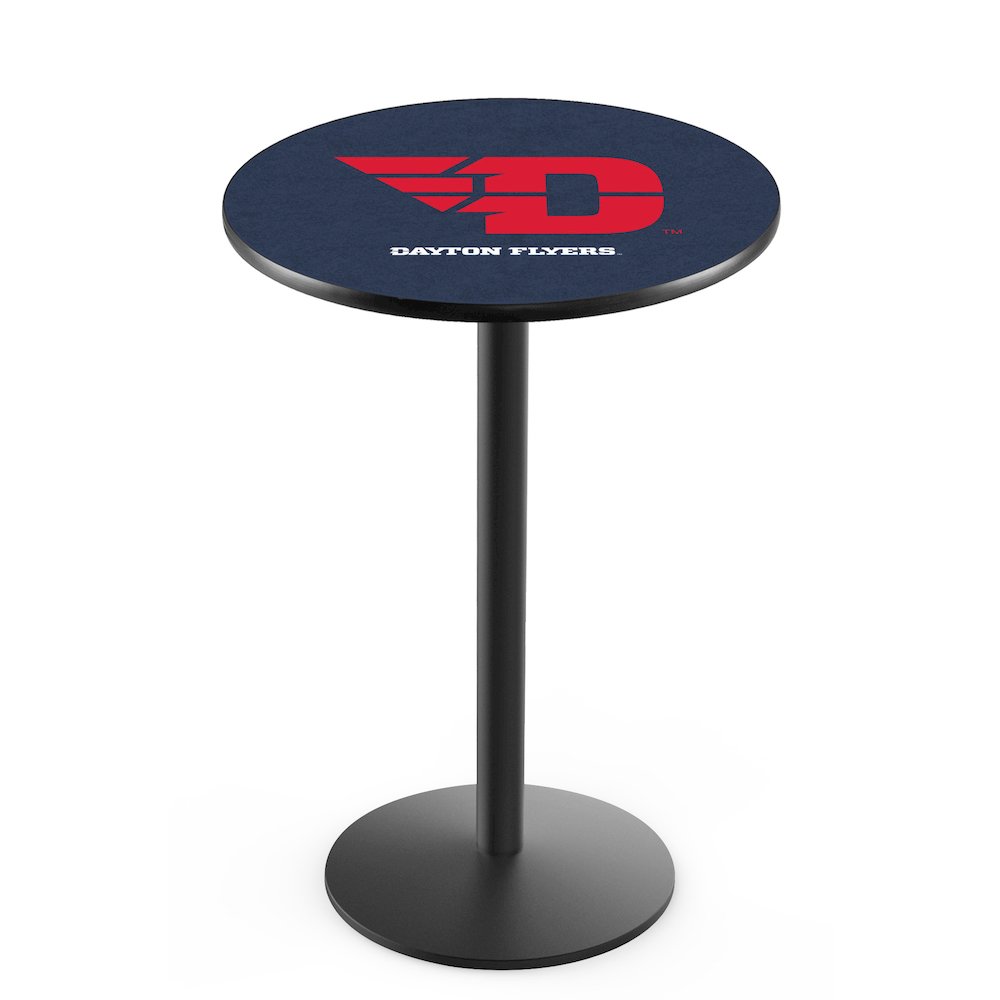 L214 University of Dayton 36" Tall - 36" Top Pub Table with Black Wrinkle Finish. Picture 1