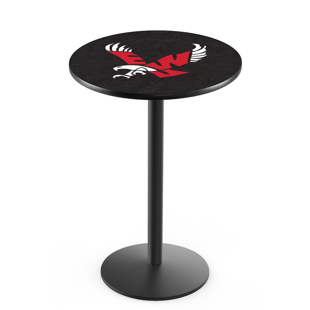 L214 Eastern Washington University 36" Tall - 36" Top Pub Table with Black Wrinkle Finish. Picture 1