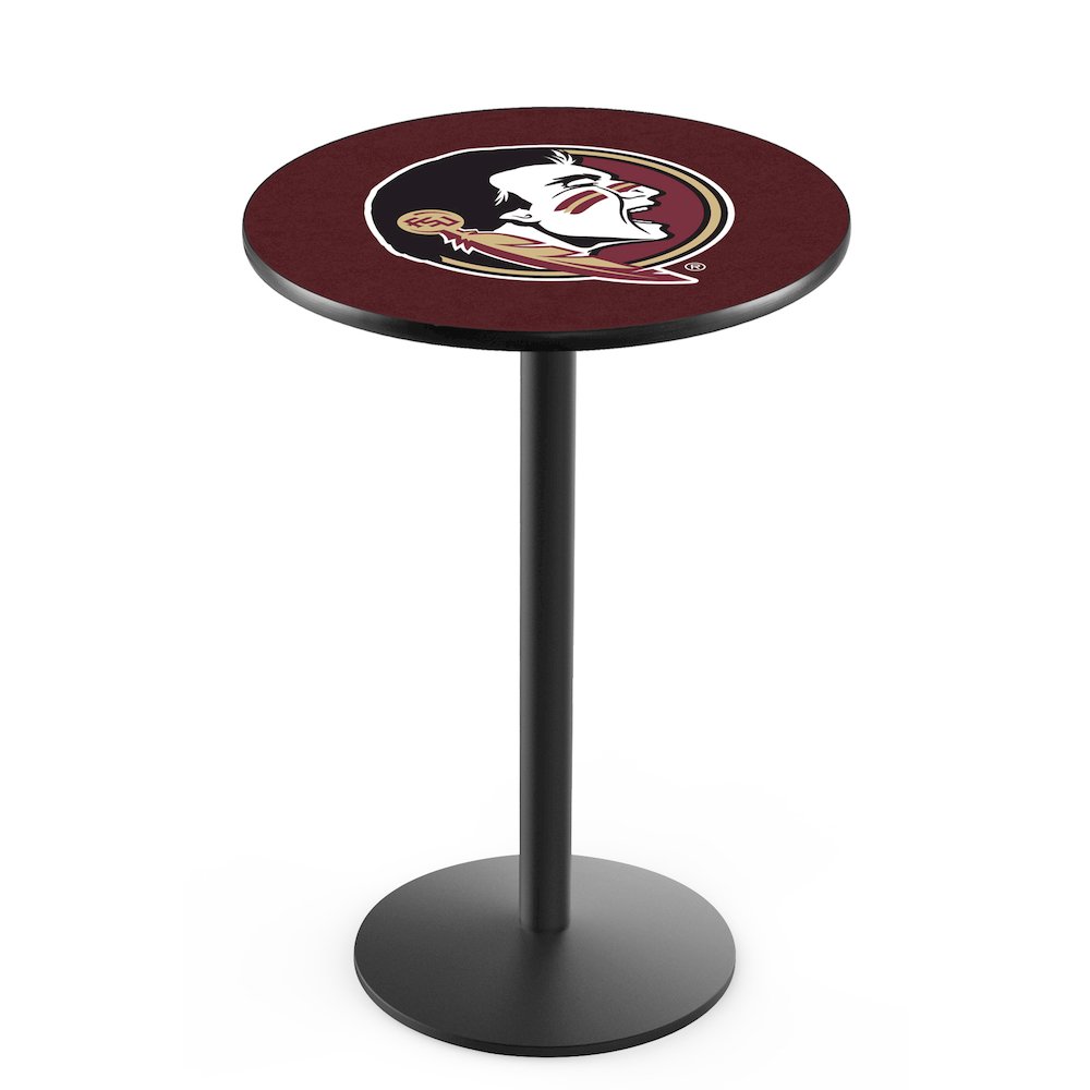 L214 Florida State (Head) 36" Tall - 36" Top Pub Table with Black Wrinkle Finish. Picture 1
