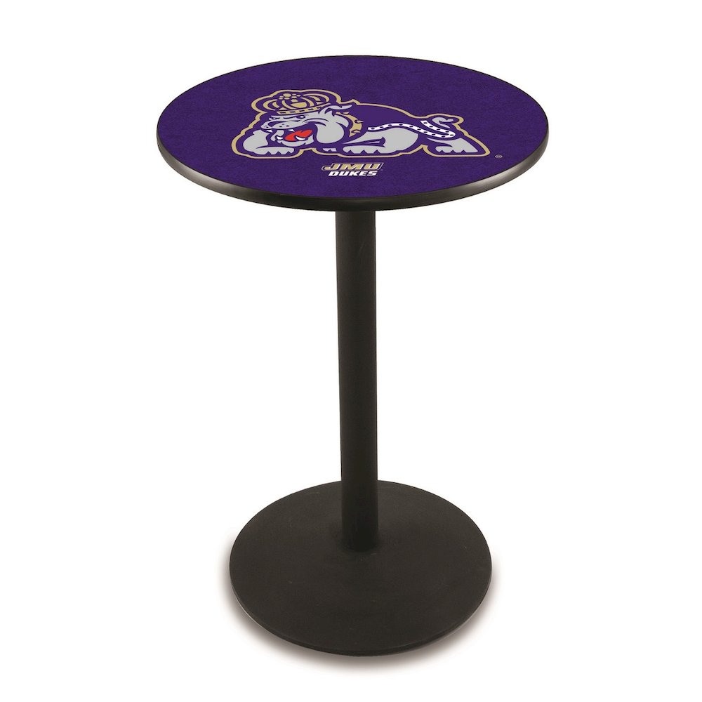 L214 James Madison University 36' Tall - 36' Top Pub Table w/ Black Wrinkle Finish. Picture 1