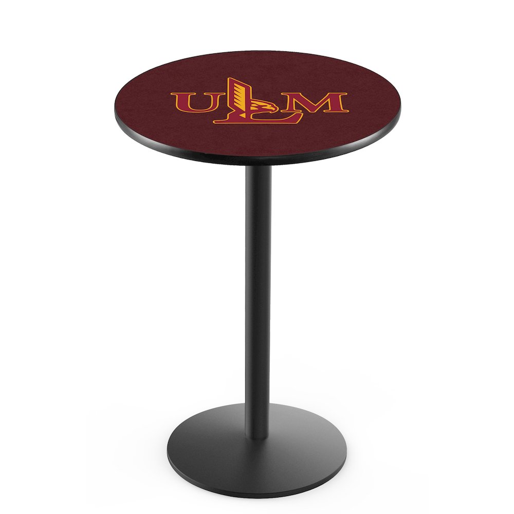 L214 University of Louisiana at Monroe 36' Tall - 36' Top Pub Table w/ Black Wrinkle Finish. Picture 1