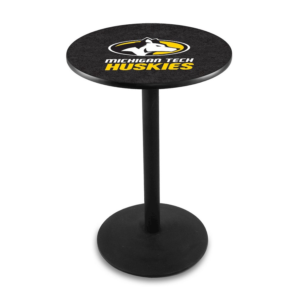 L214 Michigan Tech University 36' Tall - 36' Top Pub Table w/ Black Wrinkle Finish. Picture 1