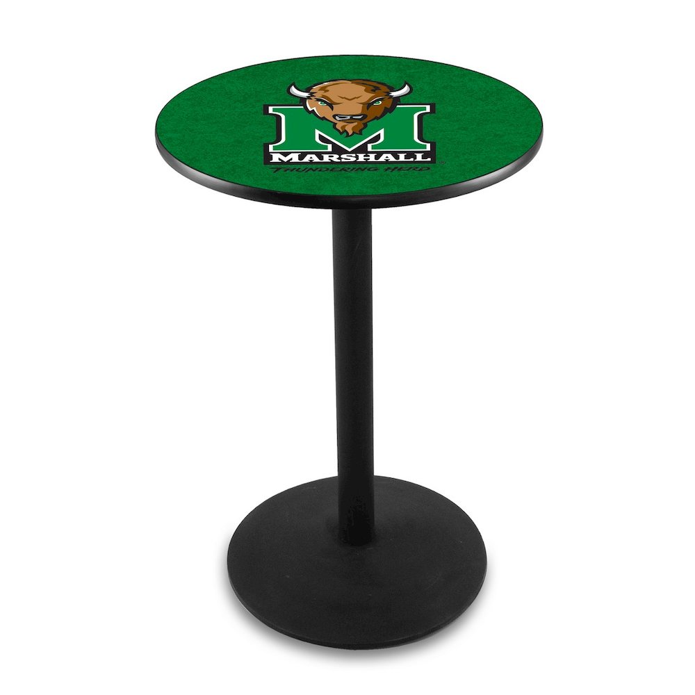 L214 Marshall University 36' Tall - 36' Top Pub Table w/ Black Wrinkle Finish. Picture 1