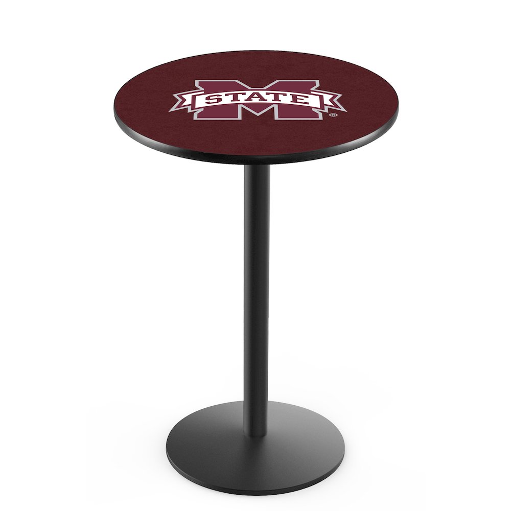 L214 Mississippi State University 36" Tall - 36" Top Pub Table with Black Wrinkle Finish. Picture 1