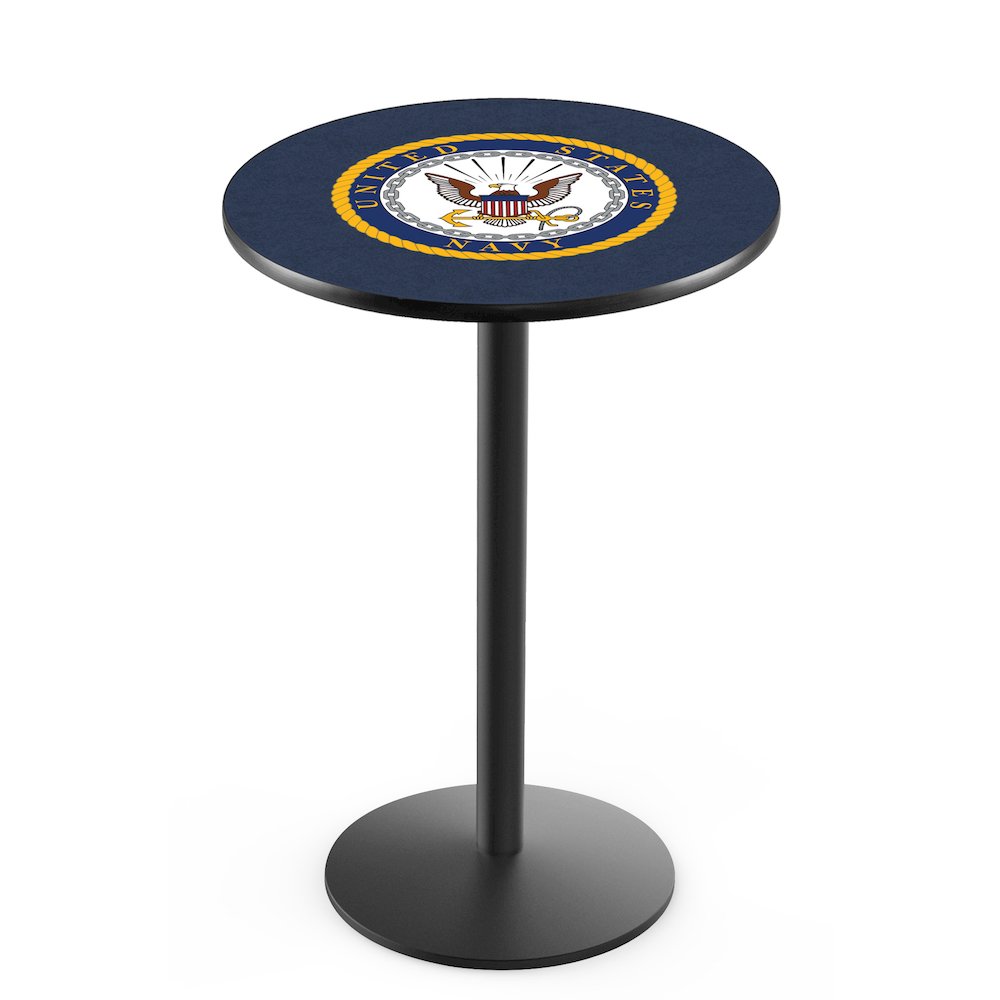 L214 United States Navy 36' Tall - 36' Top Pub Table w/ Black Wrinkle Finish. Picture 1