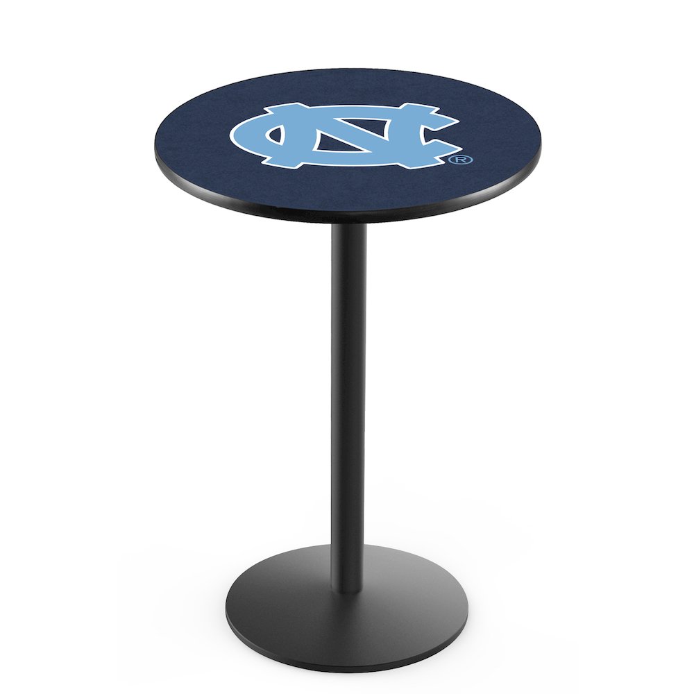 L214 University of North Carolina 36' Tall - 36' Top Pub Table w/ Black Wrinkle Finish. Picture 1