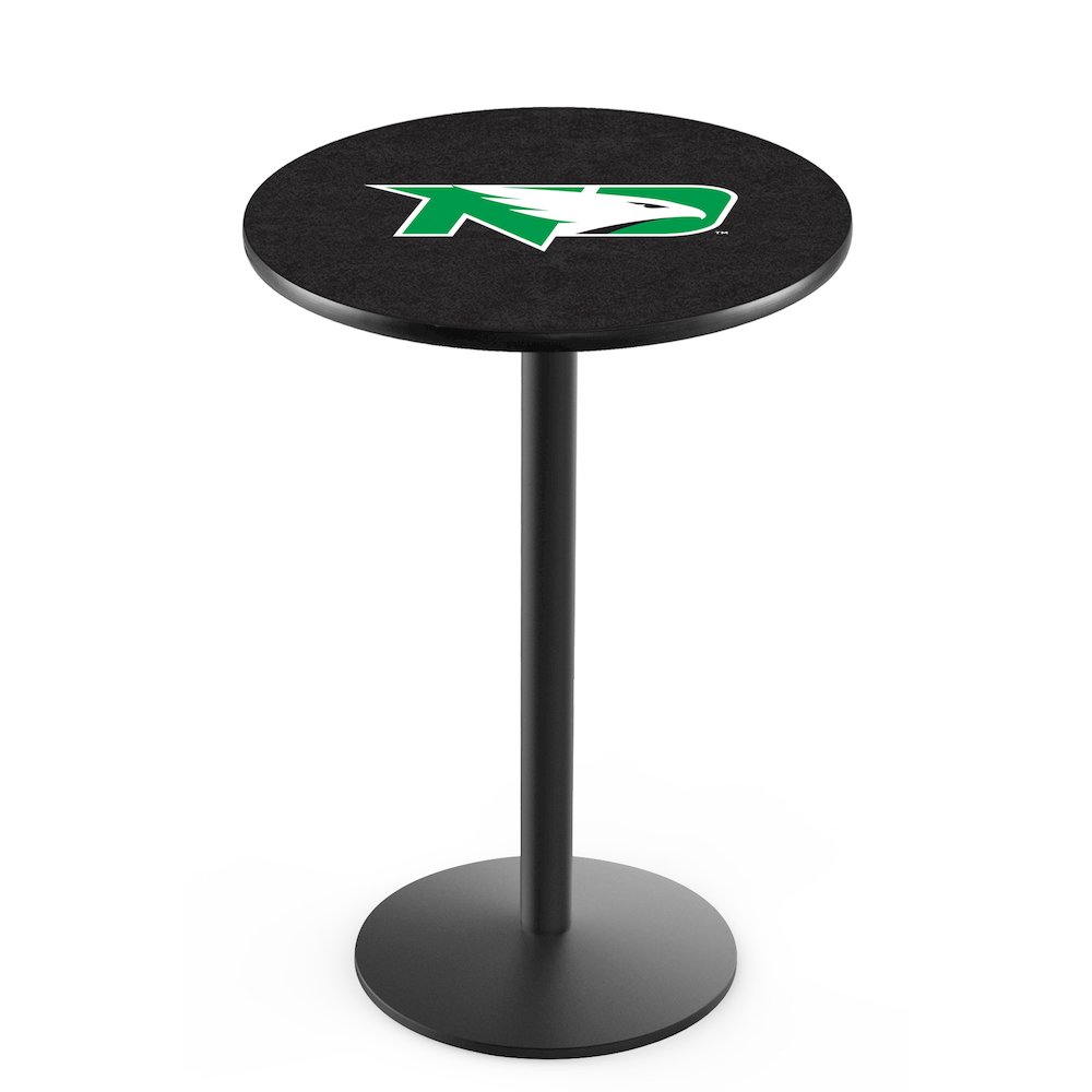 L214 University of North Dakota 36" Tall - 36" Top Pub Table with Black Wrinkle Finish. Picture 1
