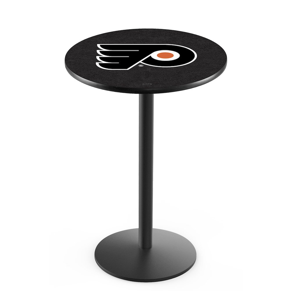 L214 Philadelphia Flyers (Orange Background) 36' Tall - 36' Top Pub Table w/ Black Wrinkle Finish (7627). Picture 1