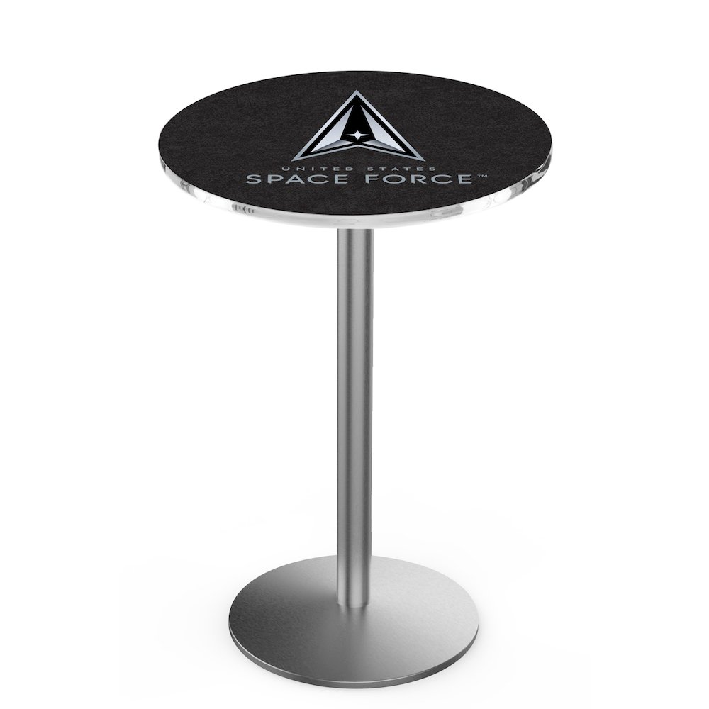 United States Space Force 36" Tall - 36" Top Pub Table with Stainless Finish. Picture 1