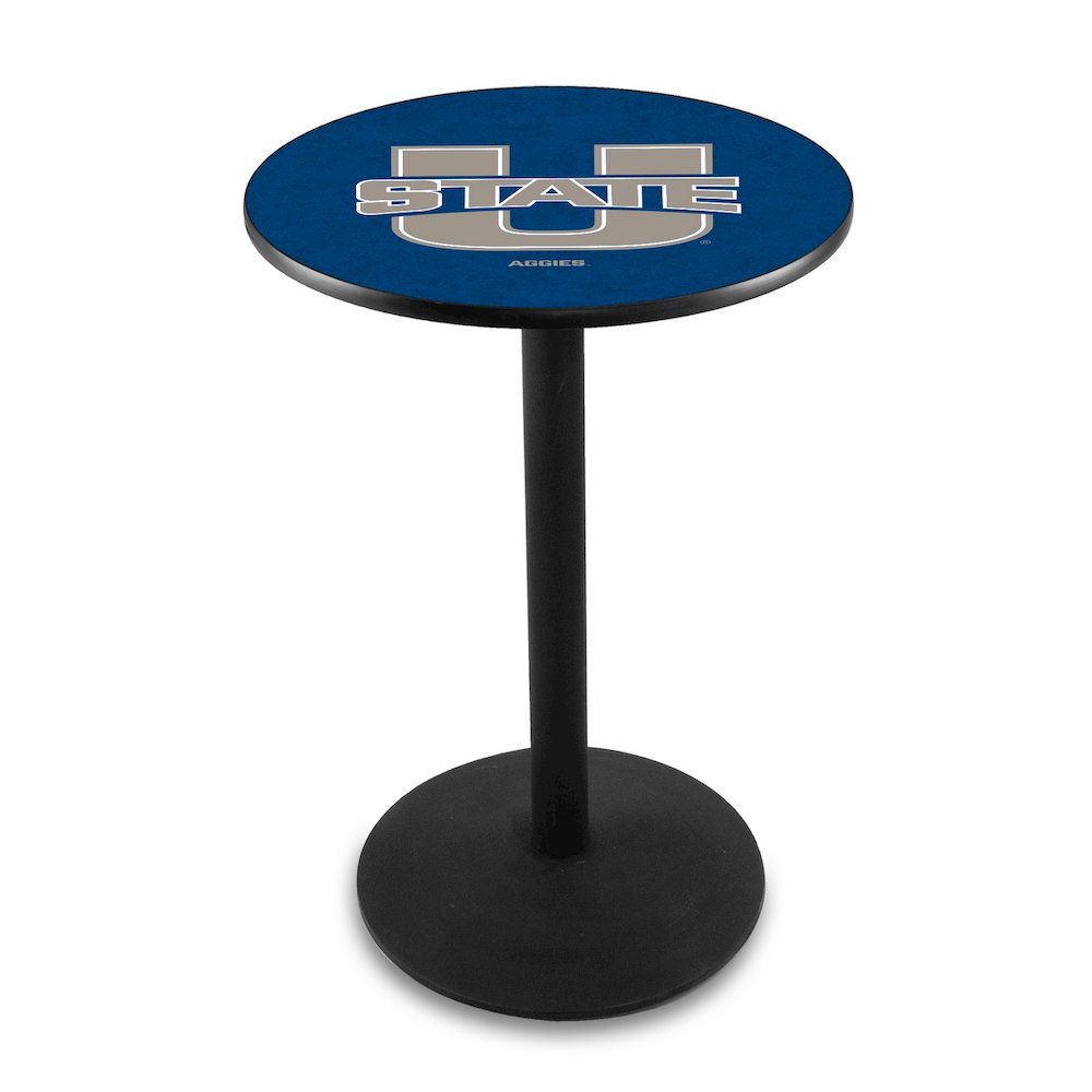 L214 Utah State University 36' Tall - 36' Top Pub Table w/ Black Wrinkle Finish. Picture 1
