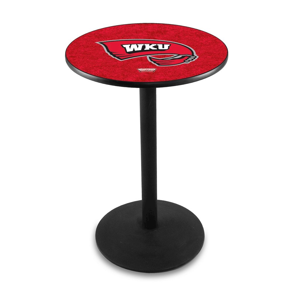 L214 Western Kentucky University 36' Tall - 36' Top Pub Table w/ Black Wrinkle Finish. Picture 1