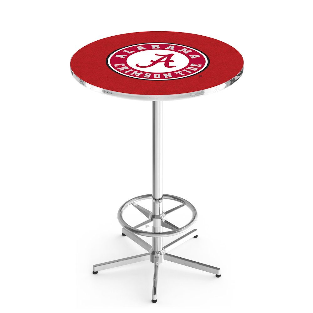 L216 University of Alabama (Script A)  42' Tall - 36' Top Pub Table w/ Chrome Finish. Picture 1