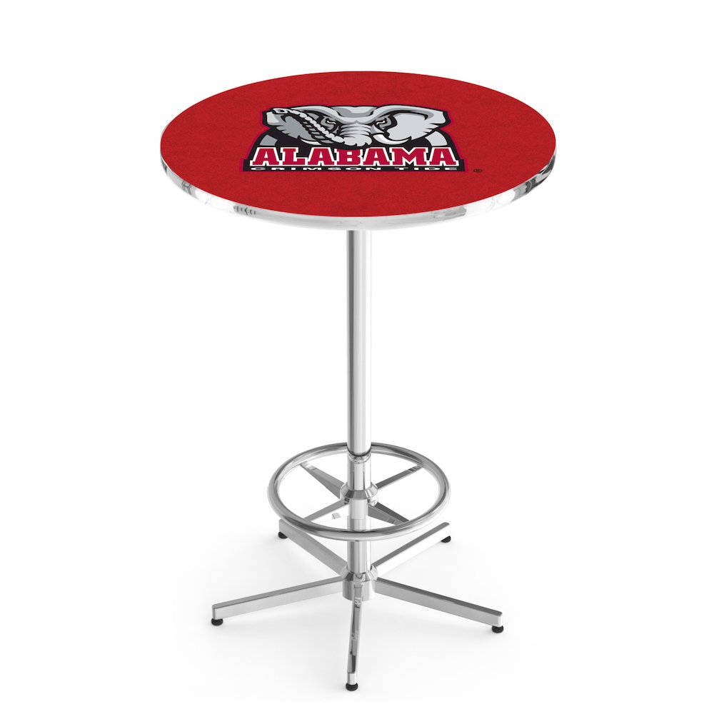 L216 University of Alabama (Elephant)  42' Tall - 36' Top Pub Table w/ Chrome Finish. Picture 1
