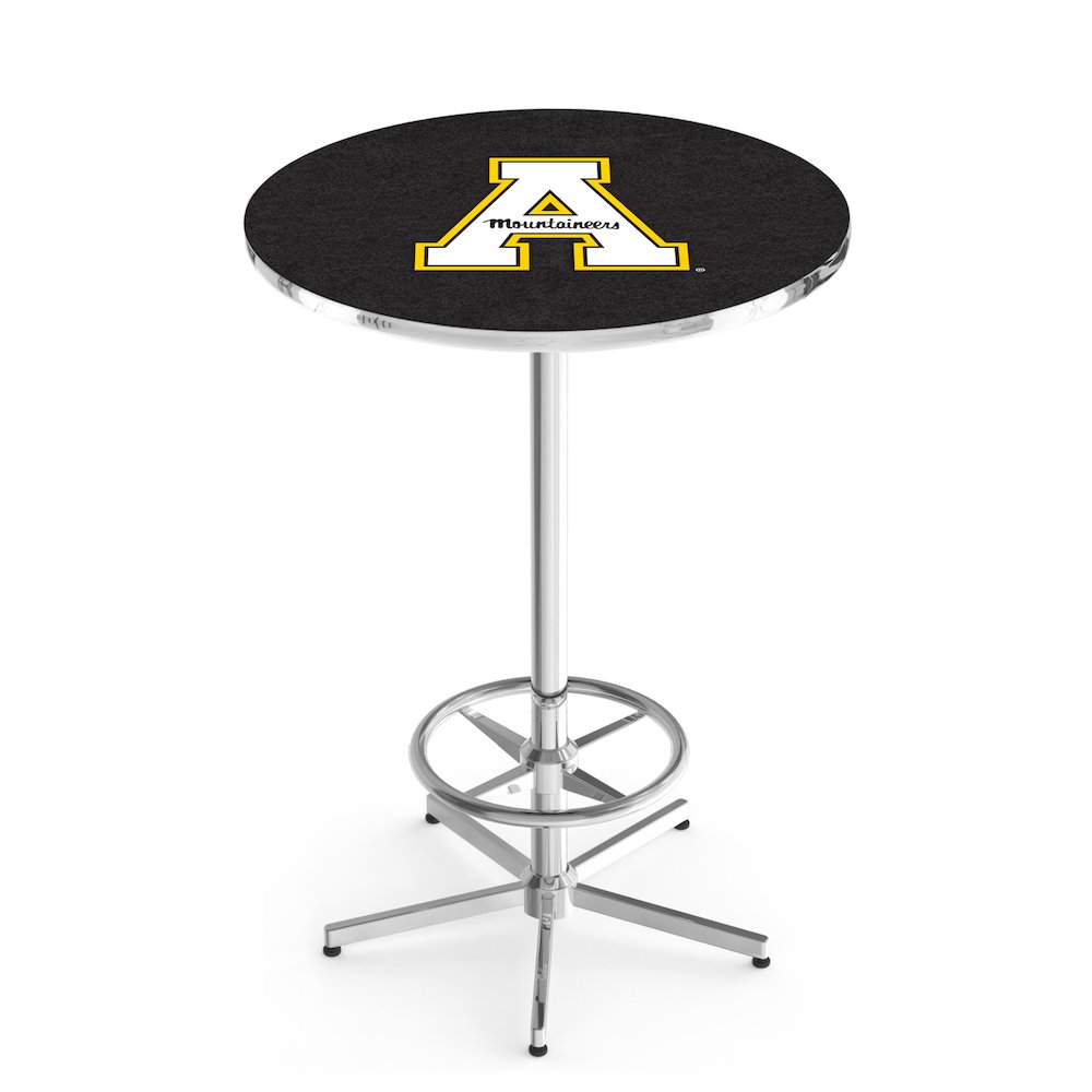 L216 Appalachian State University 42" Tall - 36" Top Pub Table with Chrome Finish. Picture 1