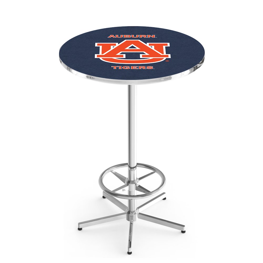 L216 Auburn University 42' Tall - 36' Top Pub Table w/ Chrome Finish. Picture 1