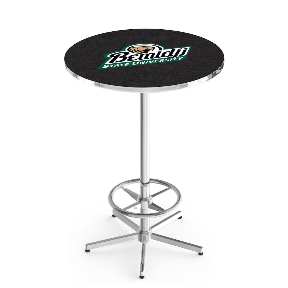 L216 Bemidji State University 42' Tall - 36' Top Pub Table w/ Chrome Finish. Picture 1