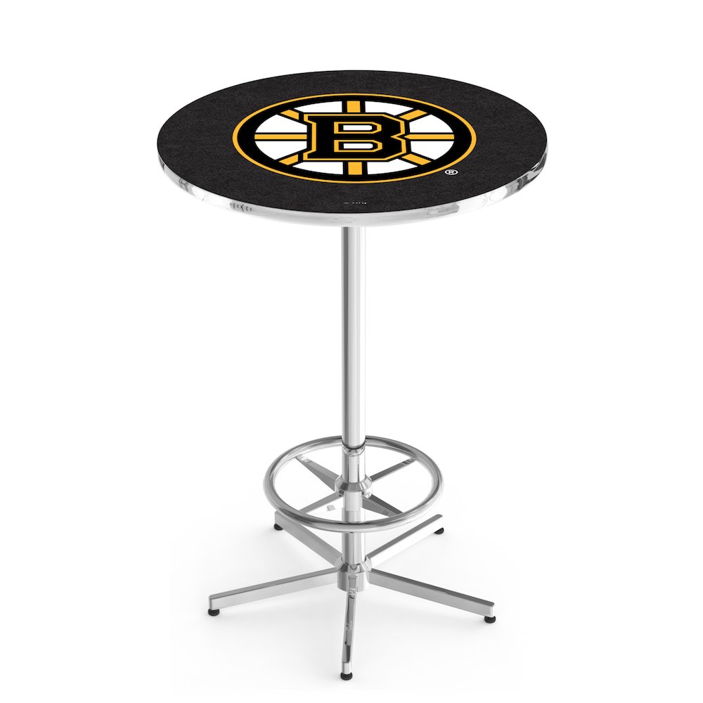 L216 Boston Bruins 42' Tall - 36' Top Pub Table w/ Chrome Finish (5646). Picture 1