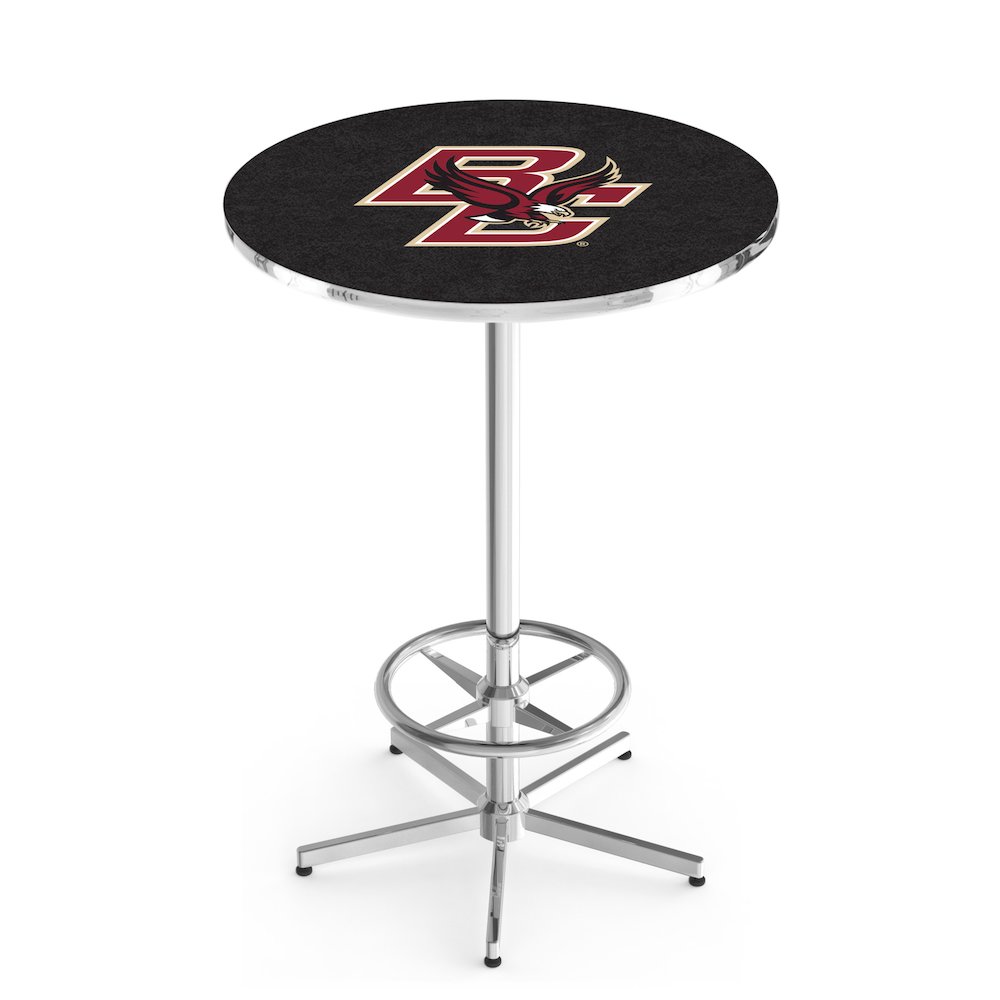 L216 Boston College 42' Tall - 36' Top Pub Table w/ Chrome Finish. Picture 1