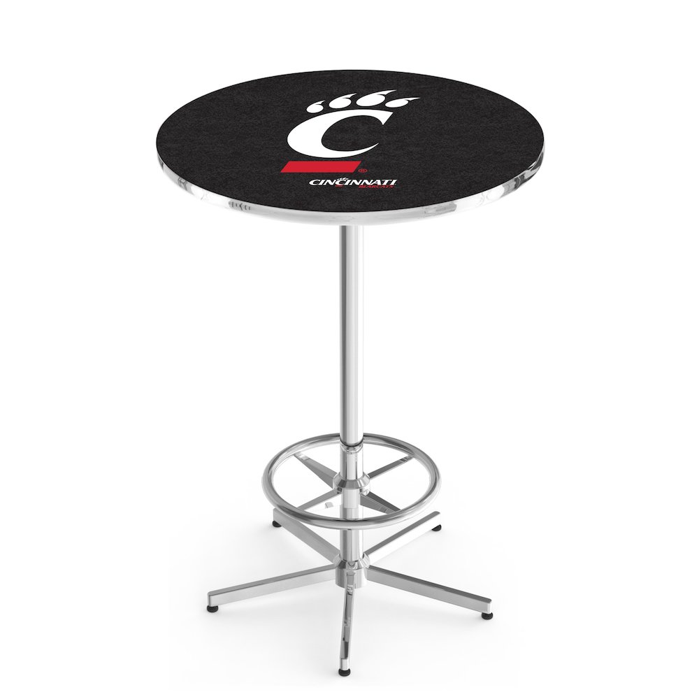 L216 University of Cincinnati 42' Tall - 36' Top Pub Table w/ Chrome Finish. Picture 1