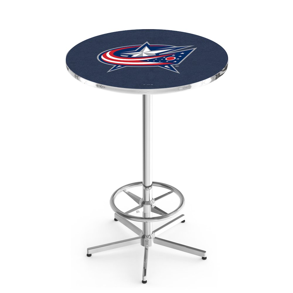 L216 Columbus Blue Jackets 42' Tall - 36' Top Pub Table w/ Chrome Finish (5813). Picture 1