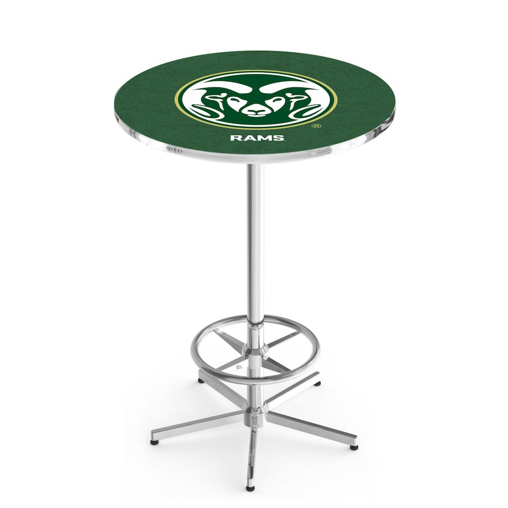L216 Colorado State University 42' Tall - 36' Top Pub Table w/ Chrome Finish. Picture 1