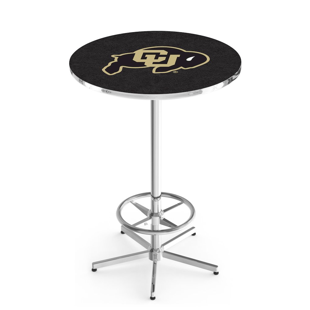 L216 University of Colorado 42" Tall - 36" Top Pub Table with Chrome Finish. Picture 1