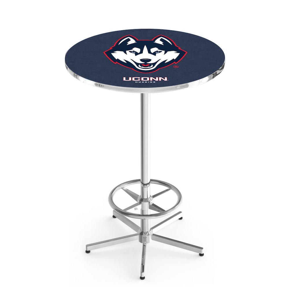 L216 University of Connecticut 42' Tall - 36' Top Pub Table w/ Chrome Finish. Picture 1