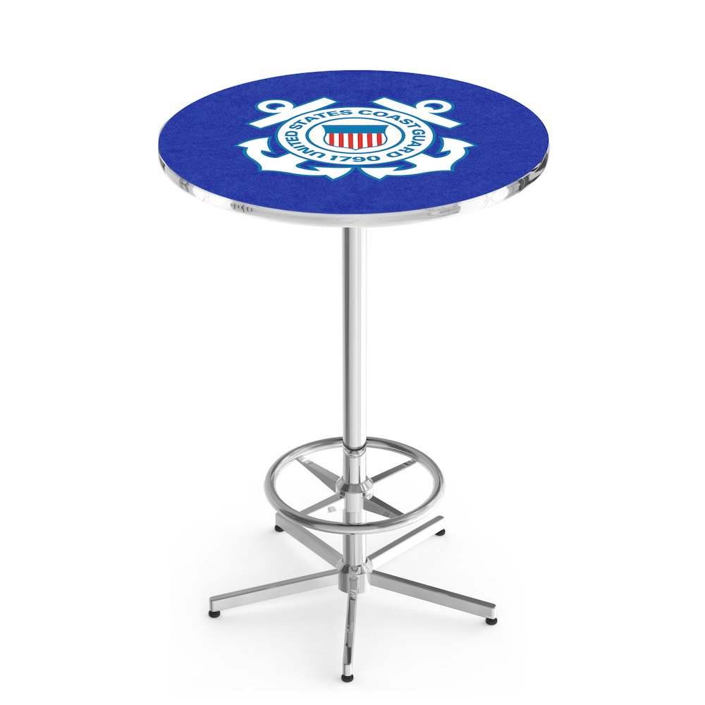 L216 United States Coast Guard 42' Tall - 36' Top Pub Table w/ Chrome Finish. Picture 1