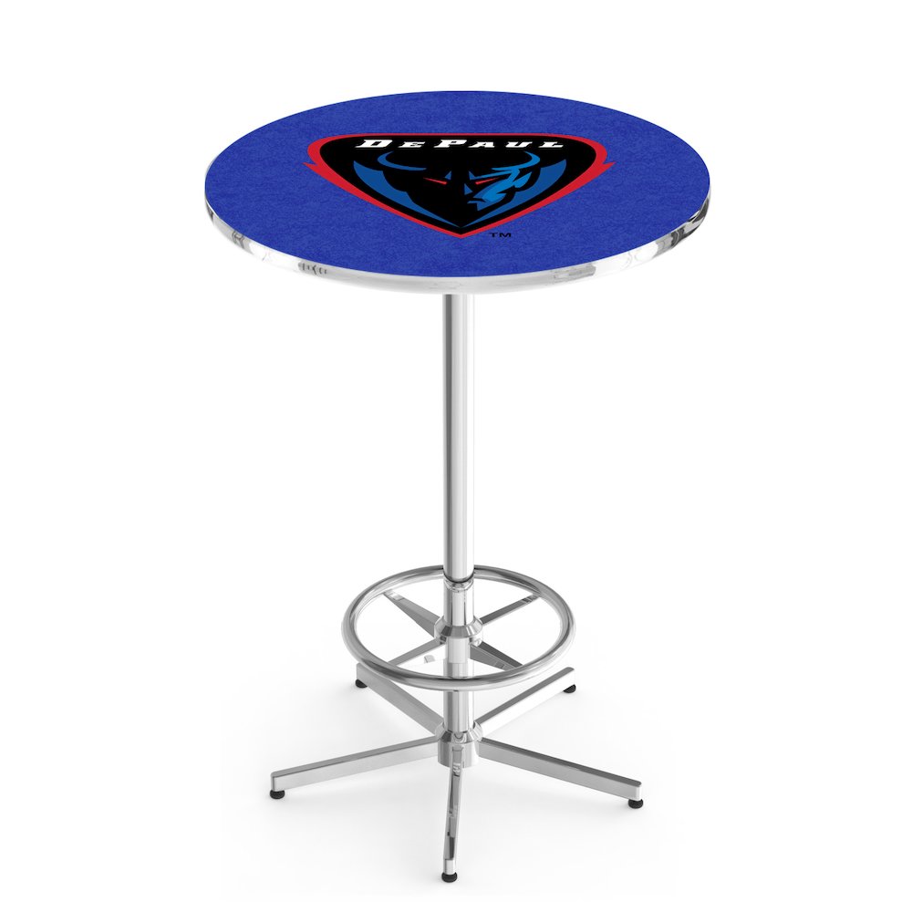 L216 DePaul University 42' Tall - 36' Top Pub Table w/ Chrome Finish. Picture 1